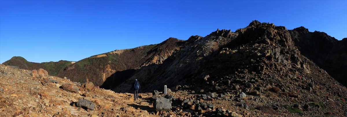 朝日岳 那須岳 登り坂 ガレ場 展望