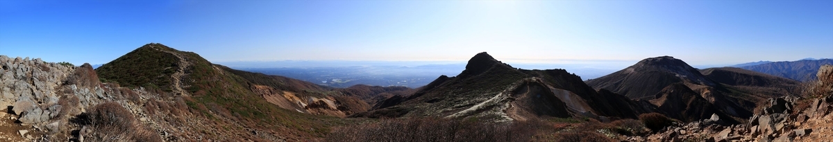 熊見曽根 那須岳 山頂 展望 パノラマ