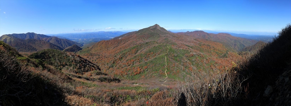 甲子旭岳 展望 紅葉 10月 那須岳 須立山 山頂直下