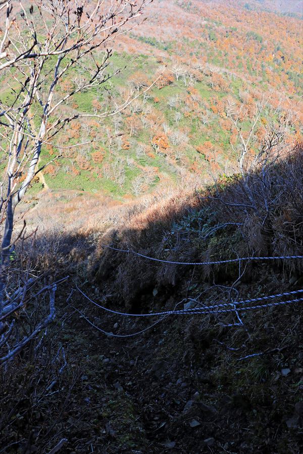 須立山 山頂 直下 ロープ場 急坂