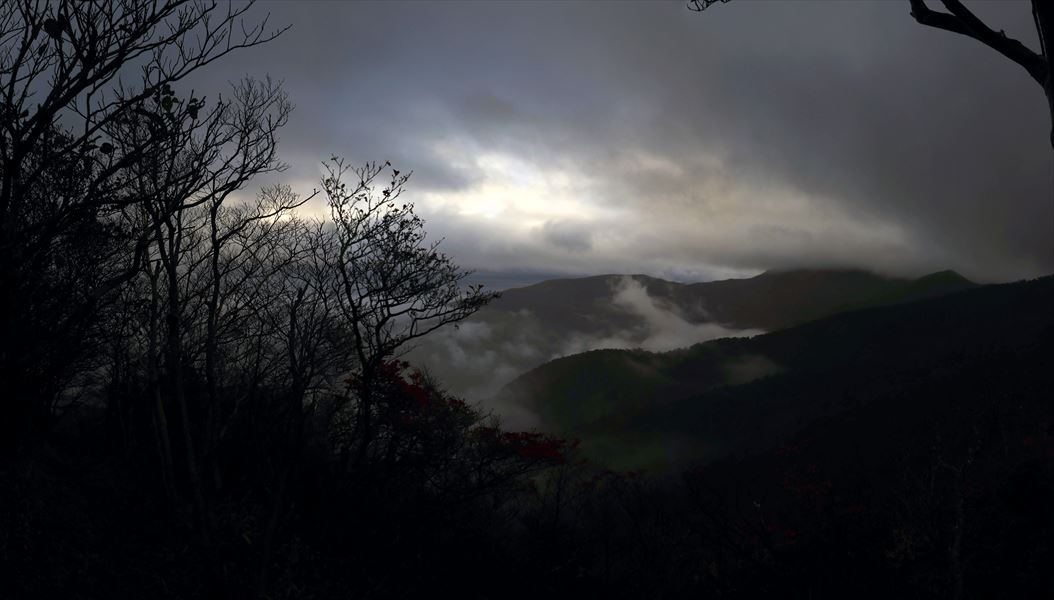 甲子山 山頂直下 展望 曇り 雲海