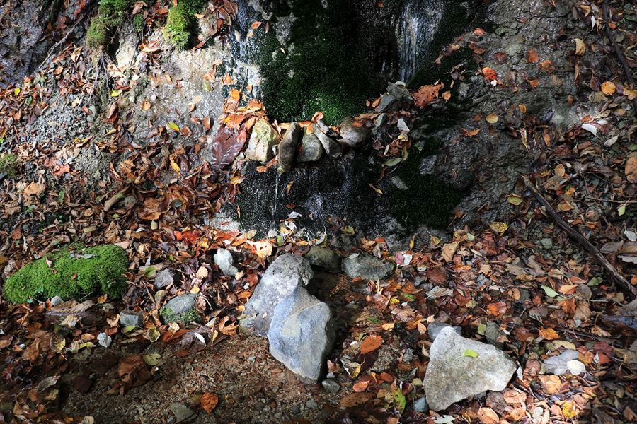 二岐温泉 二岐山 登山口 御鍋神社 林道歩き 水場 パイプ