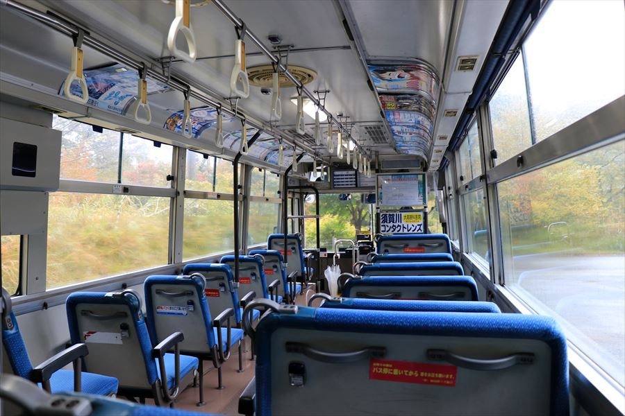 二岐温泉 二股 バス停 路線バス 車内 福島交通 天栄村