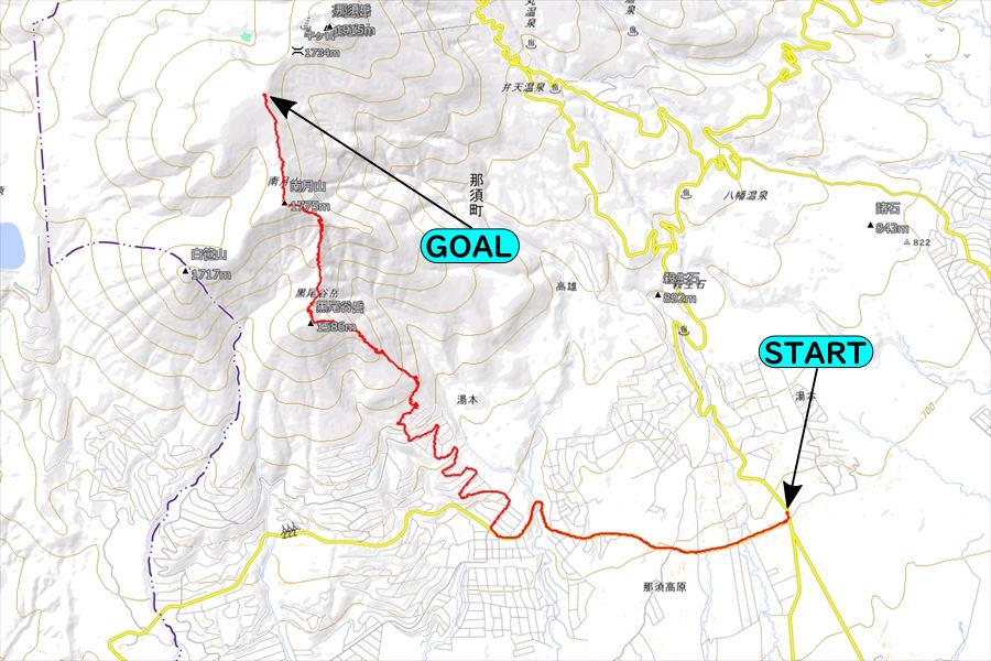 那須岳 黒尾谷岳 南月山 GPS 軌跡 登山