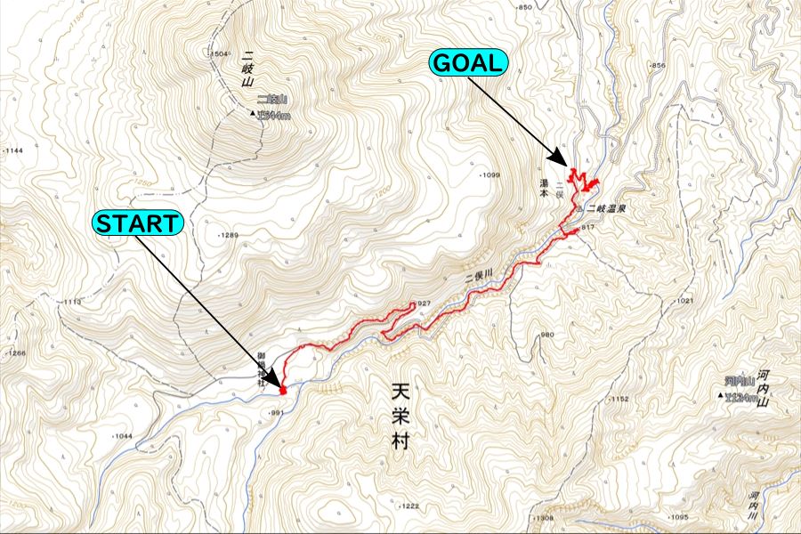 二岐温泉 二岐山 御鍋神社 GPS 軌跡 登山