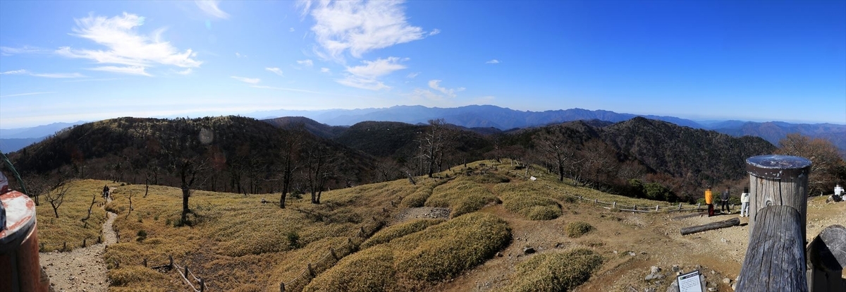 日出ヶ岳 大台ヶ原 山頂 展望 パノラマ 11月 台高山脈