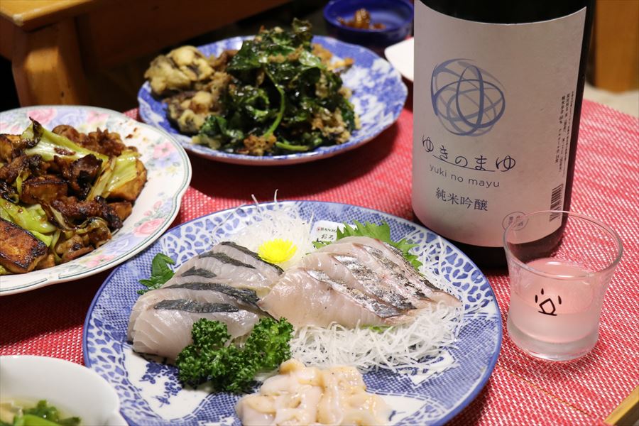 ゆきのまゆ 純米吟醸 生酒 苗場酒造 スズキ ホタテ 刺身 料理 日本酒
