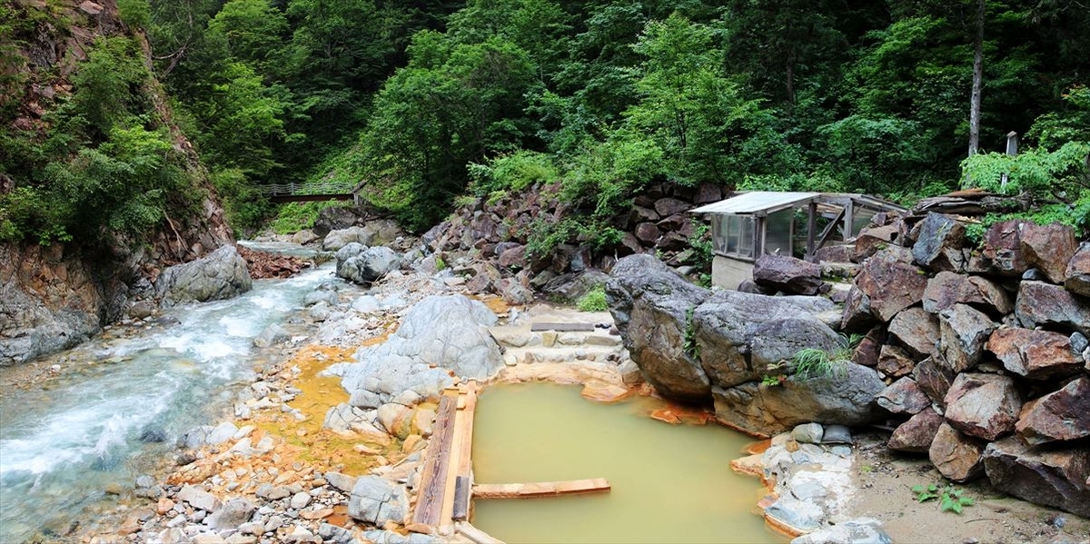 赤湯温泉 山口館 露天風呂 秘湯 苗場山 登山