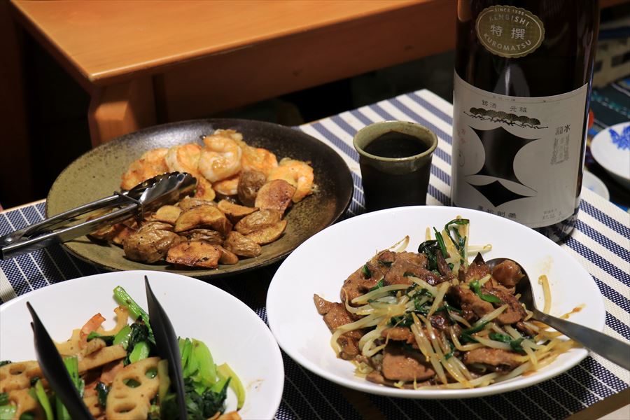 黒松剣菱（特選） 剣菱酒造 味覚 レバニラ炒め フライドポテト エビの唐揚げ 料理 日本酒