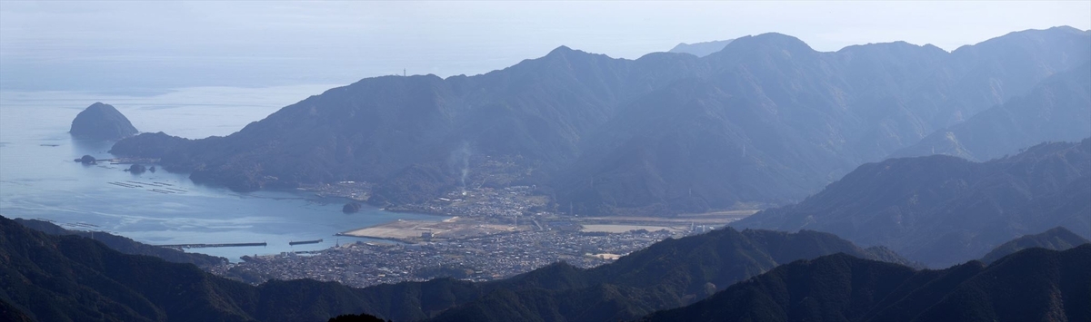 龍辻山 展望 尾鷲市街 俯瞰 尾鷲道 台高山脈