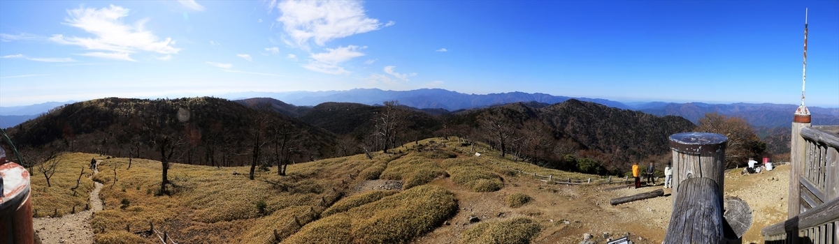 日出ヶ岳 山頂 展望 西側 大峰山脈 台高山脈 大台ヶ原
