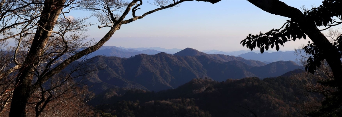 三津河落山 コブシ峠 展望 望遠 バリエーションルート 台高山脈 大台ヶ原