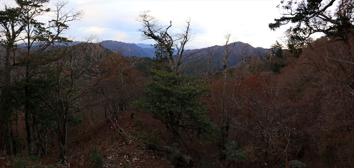 父ヶ谷ノ高 山頂 直下 下り坂 展望 台高山脈