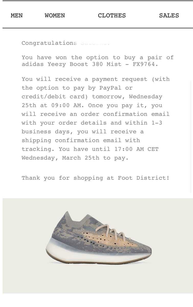 CONGRATULATION!! // YEEZY BOOST 380 MIST // FOOT DISTRICT - SNKRS LIFE