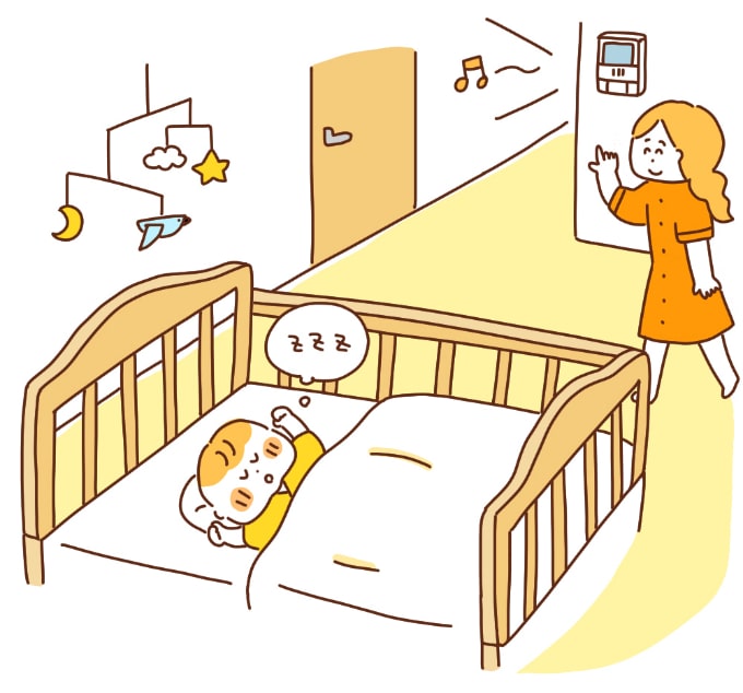 インターホンが鳴っても赤ちゃんが起きない様子