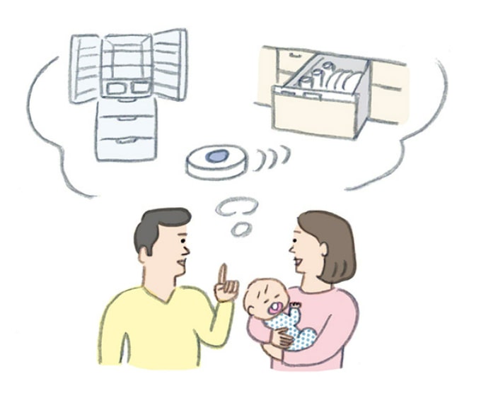 必要な家電について考えている男女