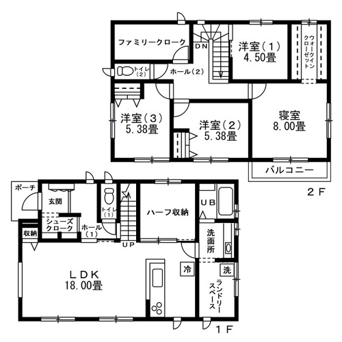 Nさん宅の間取図／注文住宅実例