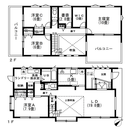 Mさん宅の間取図／注文住宅実例