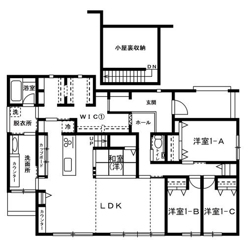 Gさん宅の間取図／注文住宅実例