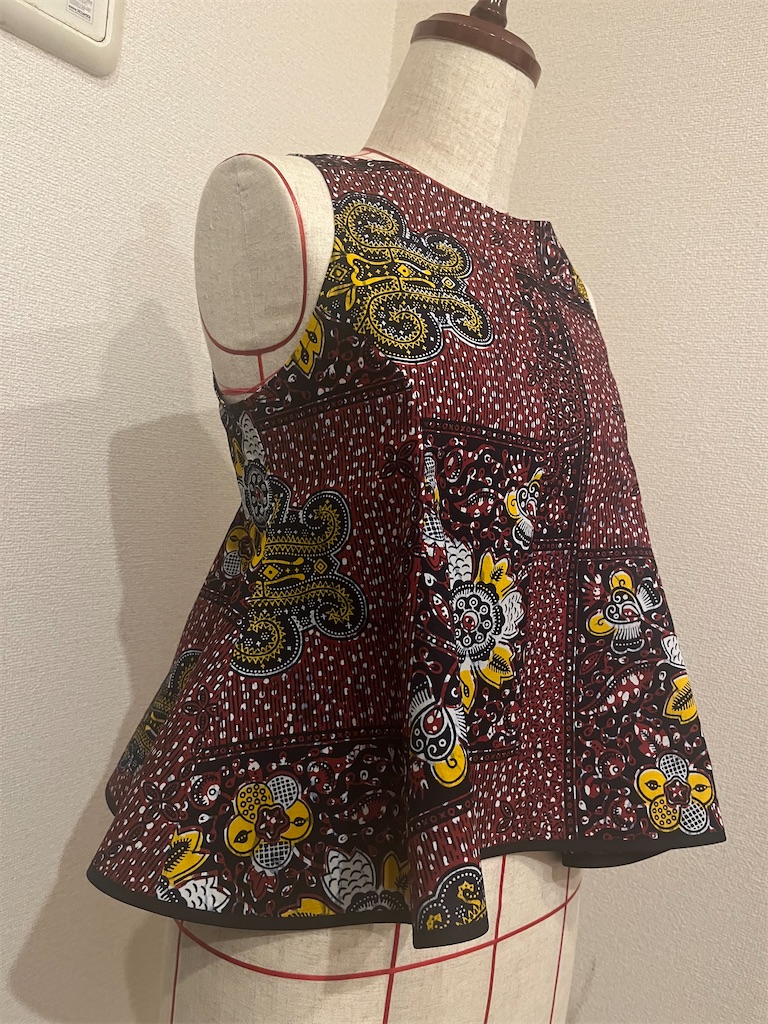 アフリカ布大好き】衿つきブラウス（ハンドメイド）