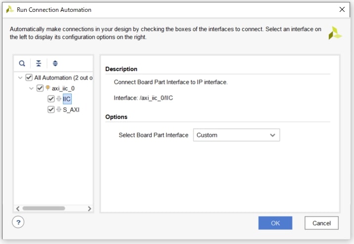 図3:AXI IIC の自動接続の設定