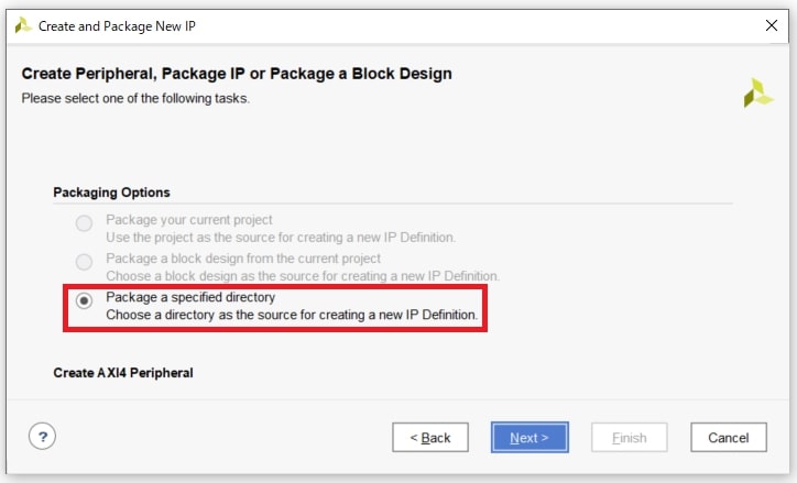 図4:「Package a specified directory」を選択する