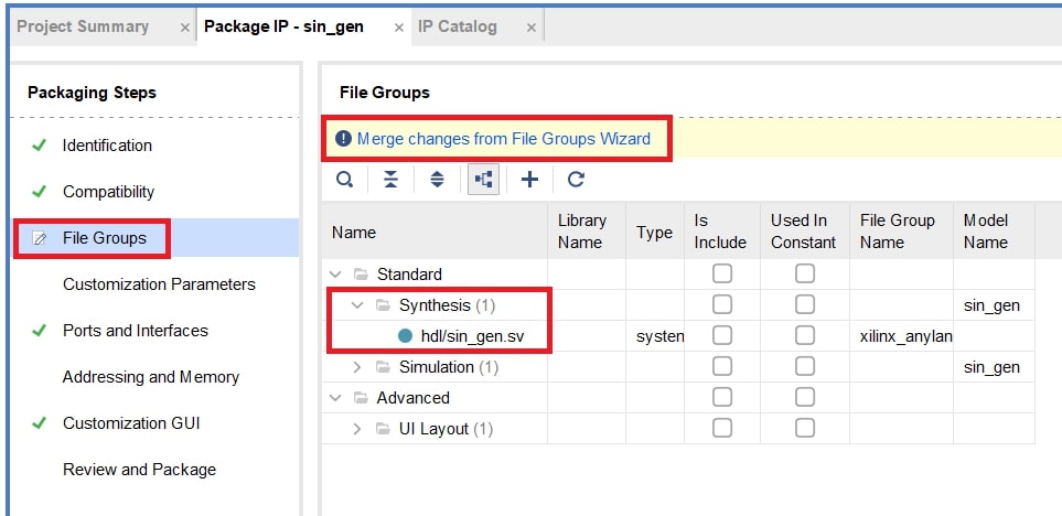 図16:「Package IP」の「File Groups」