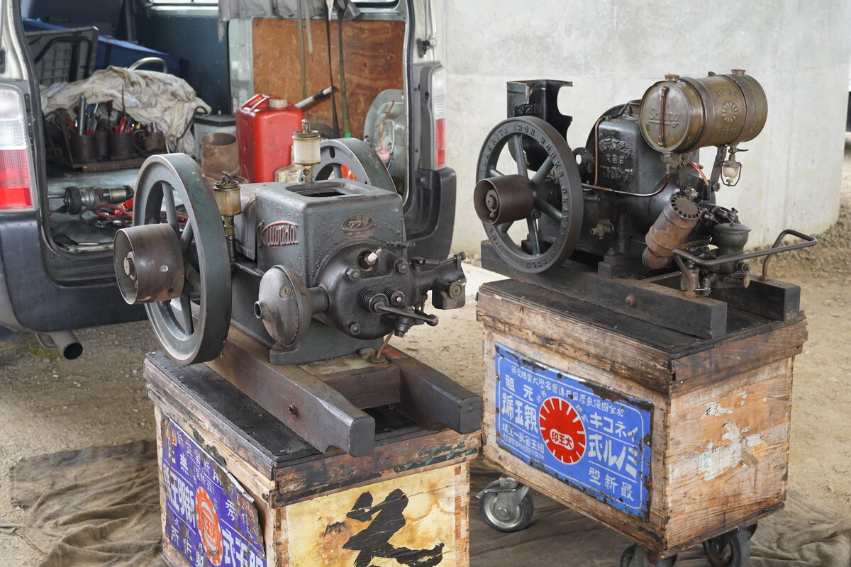 ムサシ　発動機 Old generator] KAWASAKI Side valve engine is disassembled