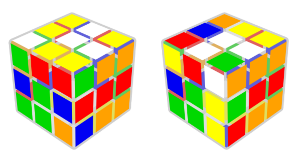 左のscramble: U R2 L2 F2 U' F2 D U2, 右のscramble: U R2 L2 F2 U' F2 D U2 R U2 R'
