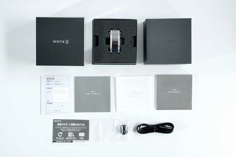 SONY WENA3 本体・レザーバンド黒・充電アダプター・箱・保証
