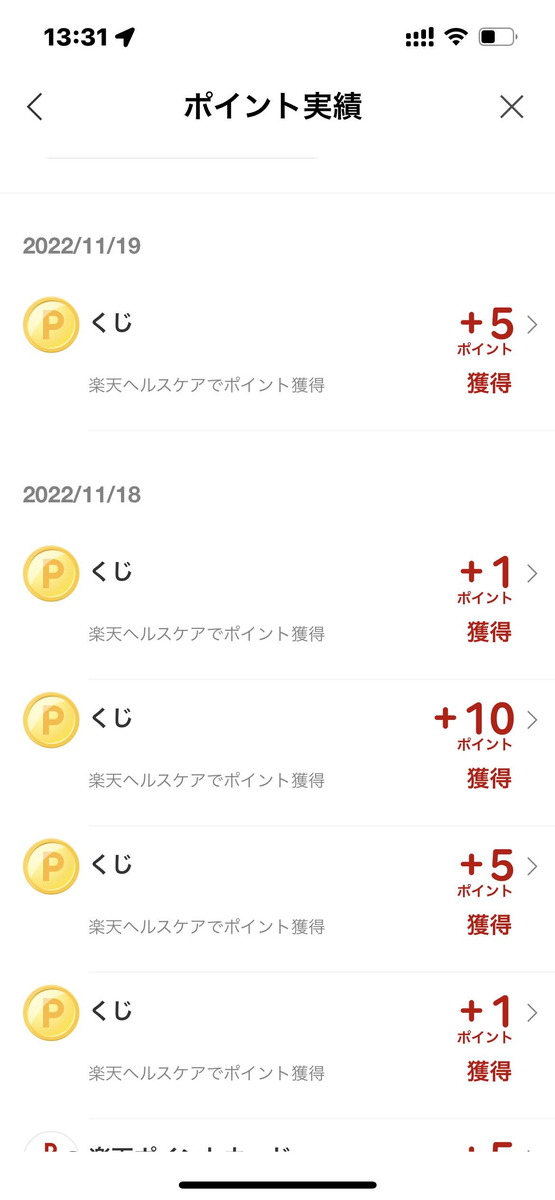 楽天ポイント実績