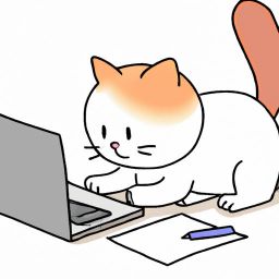 ブログを書く猫