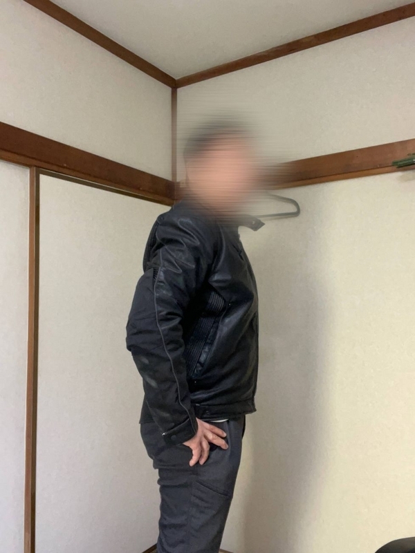 4Lサイズ感ファスナー閉じる横面CORDURA(R)EURO(コーデュラユーロ)ライディングジャケット