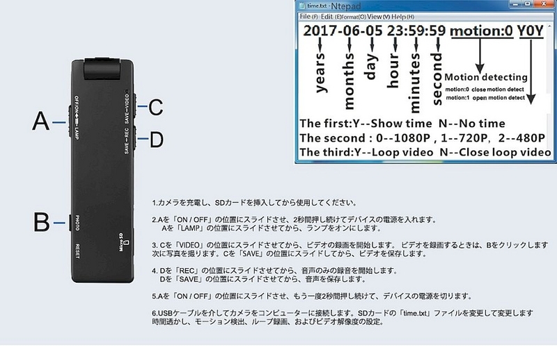 小型カメラ設定