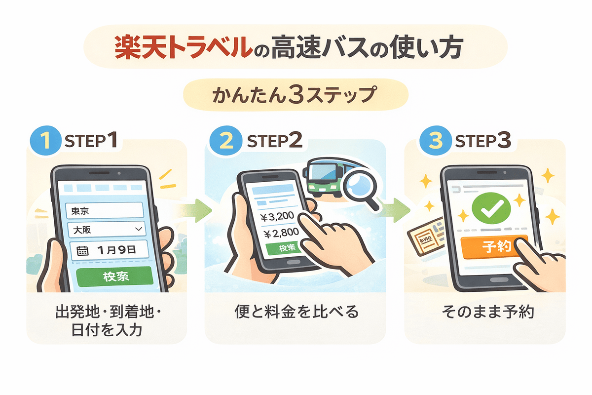 楽天トラベル高速バス予約使い方