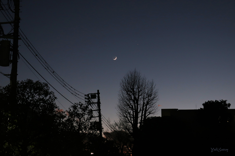 木星と土星と月(2020-12-17 17:03)