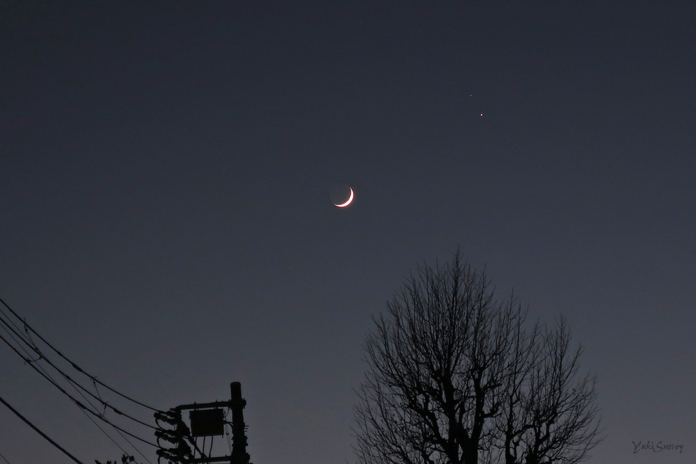 木星と土星と月(2020-12-17 17:04)
