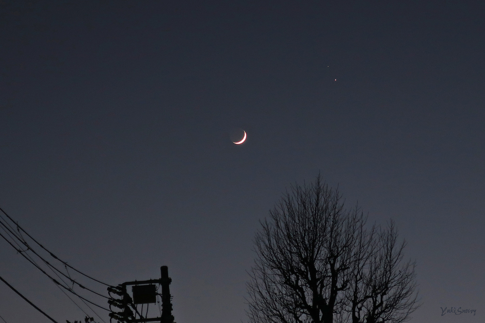 木星と土星と月（2020-12-17 17:04）