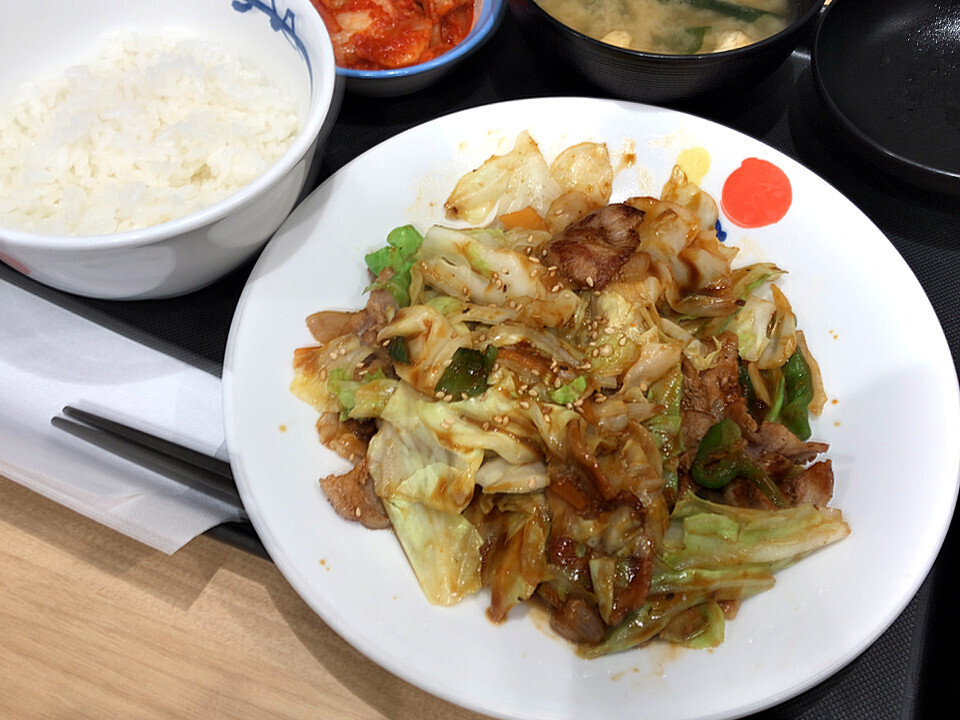 松屋 回鍋肉定食 キムチ選択 税込み790円 862kcal 2023年7月25日発売