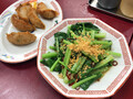 [大阪王将]大阪王将 さくさく揚げ餃子 380円 青菜ガーリック炒め 670円