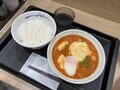 [松屋]牛豆腐キムチチゲセット たっぷりチーズ・半熟玉子投入