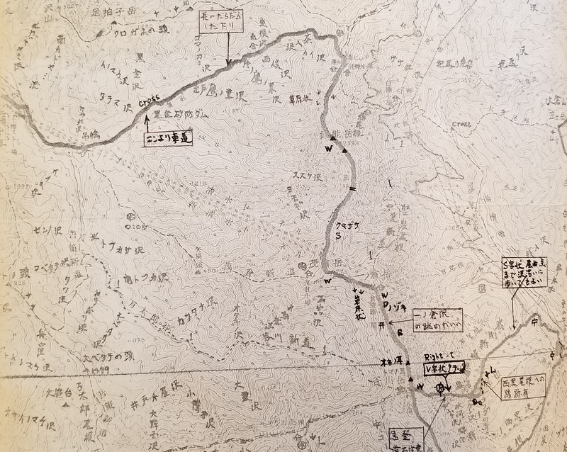 谷川岳から蓬峠ルート図
