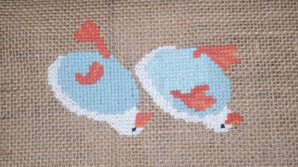 夏の図案】ジュートバッグに刺繍する②【間違えたとき】 - xxすてっ