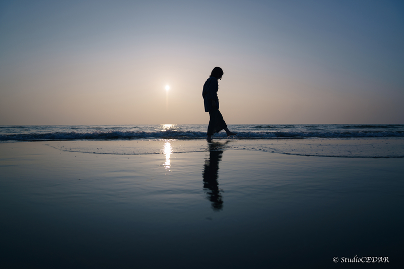 夕日ポートレート