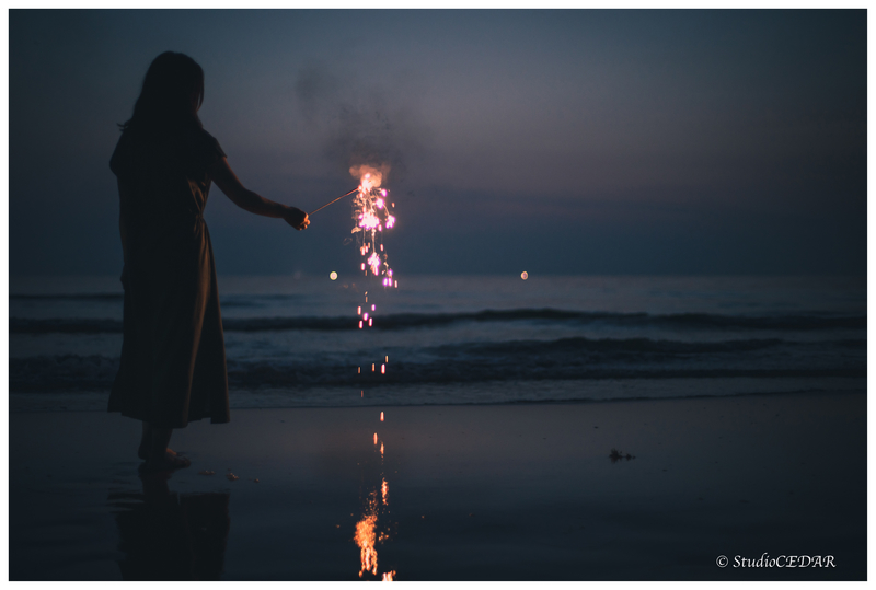 Chirihama Coast And Fireworks Black Orange Blue Chirihama Coast And Fireworks Black Orange Blue