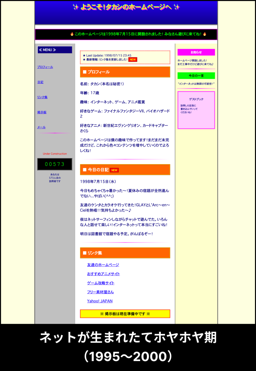 ネットが生まれたてホヤホヤ期（1995〜2000）