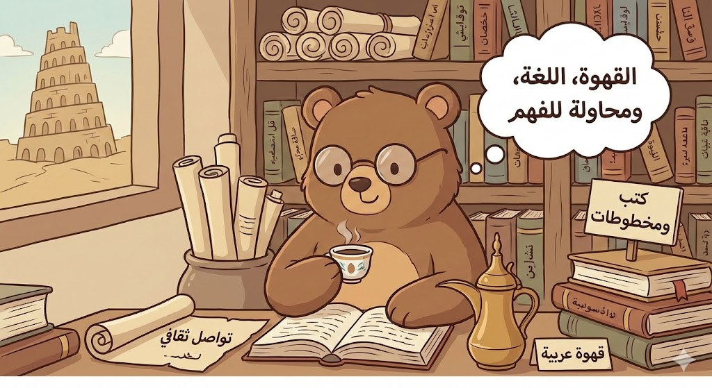 دب كرتوني لطيف يرتدي نظارات يفكر في الحياة