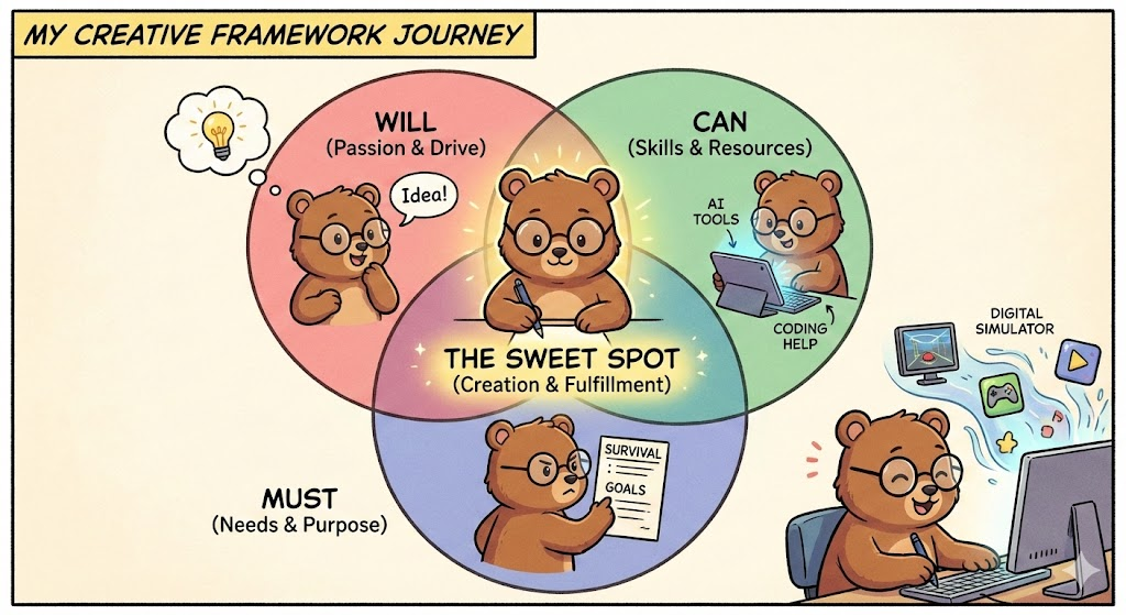 A cute brown bear with glasses thinking about the market and life