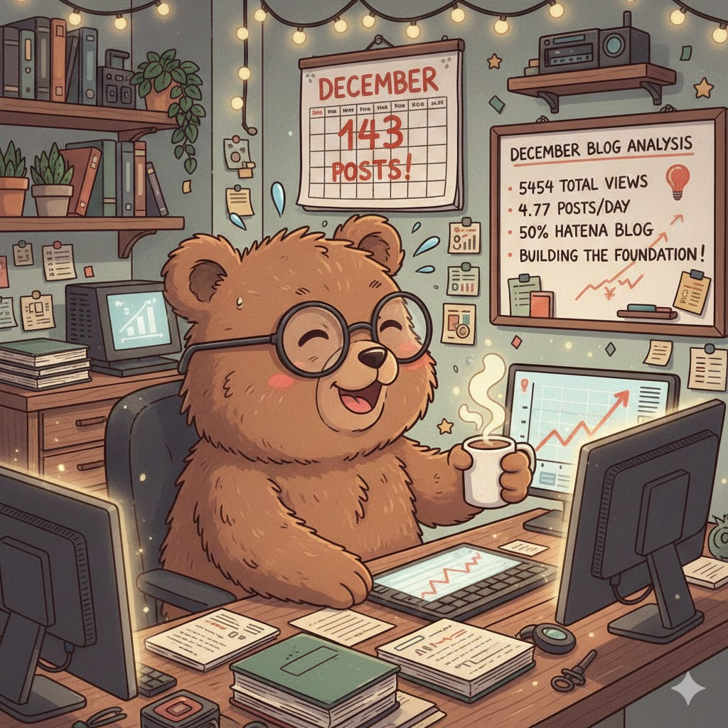 １２月のブログを振り返り、何とか達成感を覚えているT-Kuma