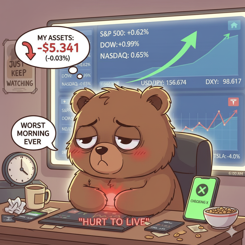 投資も体調も不調の朝を迎えるT-Kuma